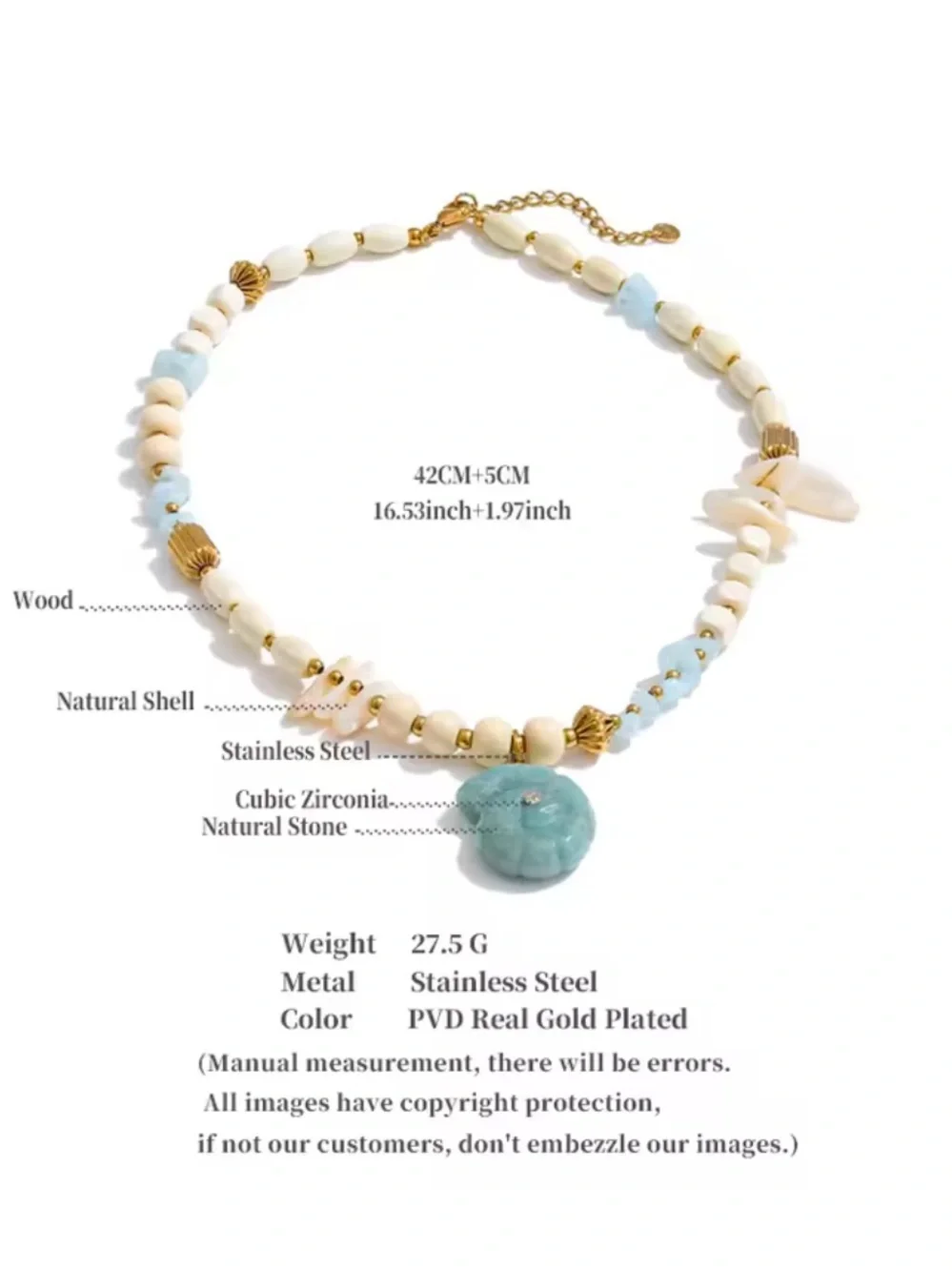 Aqua Couture Pendant Beaded Necklace